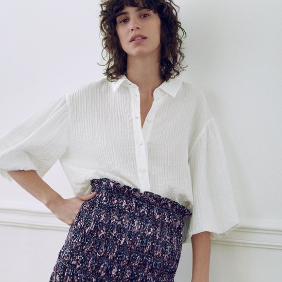 Zara Tops - Zara Textured Weave Blouse Oversized